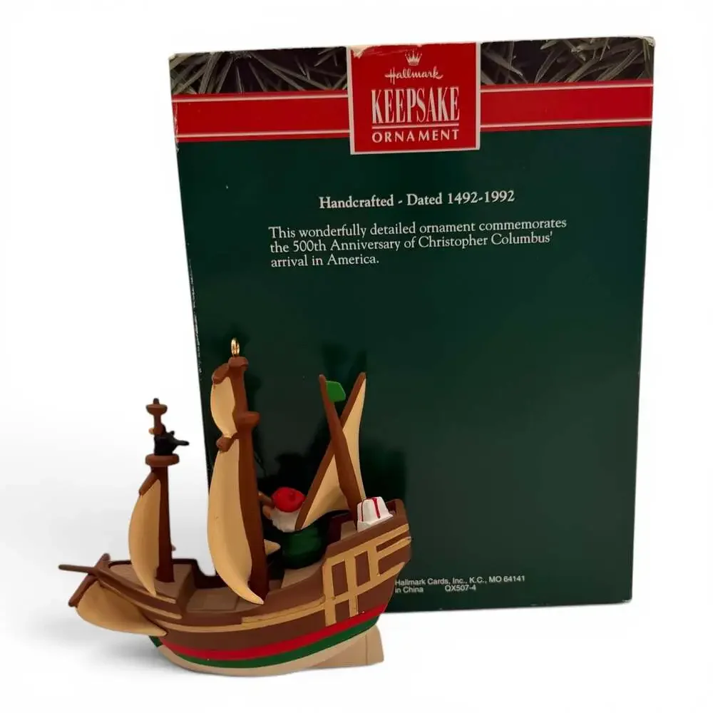 Vintage Hallmark Keepsake Ornament Santa Maria Columbus Anniversary 1992